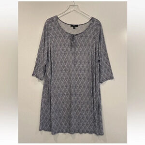 Ellos Black White Geometric Print Knit Tunic Dress‎ Womens Size 24 (723)